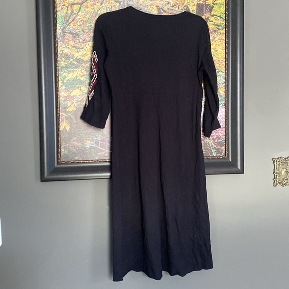Johnny Was 3/4 Sleeve Dress with Embroidered Flowers, Size Small - Picture 2 of 8
